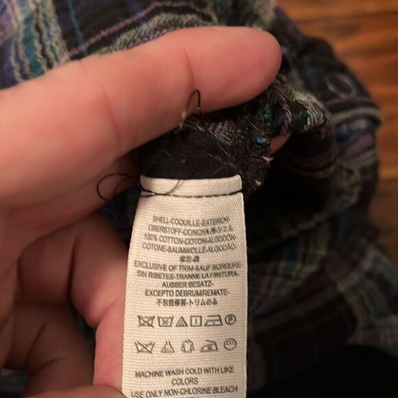 Free People Plaid Design Distressed Long Sleeve Top Casual Raw Hem Detailed Boho - Picture 10 of 11